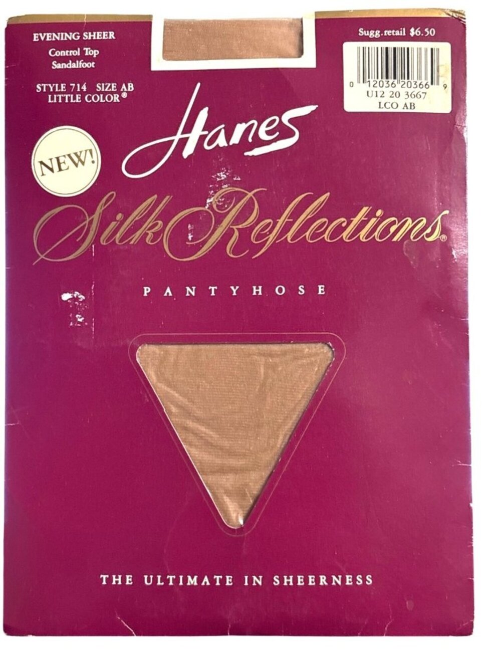 VTG Womens Hanes Silk Reflect Evening Sheer Control Top Sandalfoot Pantyhose AB - Picture 4 of 4